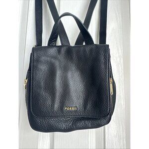Fossil Purse Bag Backpack Black Small Leather Compact Design